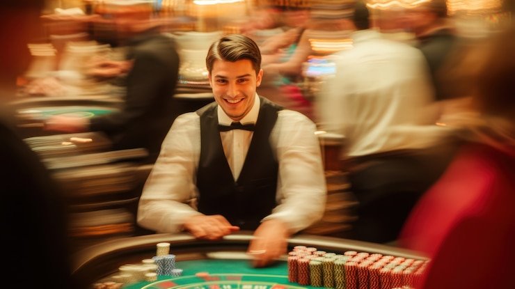 Dealer action and settlement view on bangsawin Infinite Blackjack